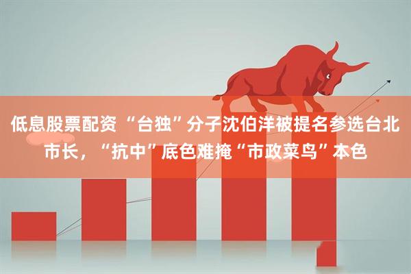 低息股票配资 “台独”分子沈伯洋被提名参选台北市长，“抗中”底色难掩“市政菜鸟”本色